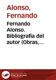 Fernando Alonso. Bibliografía del autor (Obras, traducciones, artículos y textos) | Biblioteca Virtual Miguel de Cervantes