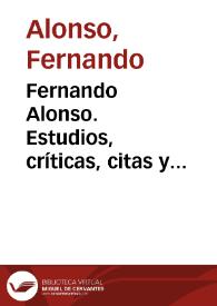 Fernando Alonso. Estudios, críticas, citas y referencias | Biblioteca Virtual Miguel de Cervantes
