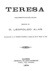 Teresa : ensayo dramático en un acto y en prosa / original de Leopoldo Alas | Biblioteca Virtual Miguel de Cervantes