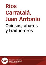 Ociosos, abates y traductores / Juan Antonio Ríos Carratalá | Biblioteca Virtual Miguel de Cervantes