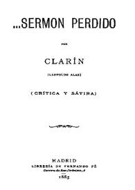 ... Sermón perdido (crítica y sátira) / Clarín (Leopoldo Alas) | Biblioteca Virtual Miguel de Cervantes