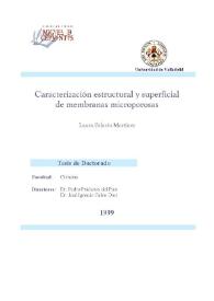 Caracterización estructural y superficial de membranas microporosas / Laura Palacio Martínez | Biblioteca Virtual Miguel de Cervantes