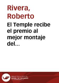 El Temple recibe el premio al mejor montaje del Garnacha / Roberto Rivera | Biblioteca Virtual Miguel de Cervantes