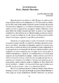 Art et Littérature : Paris/Madrid/Barcelone / Laetitia Branciard | Biblioteca Virtual Miguel de Cervantes