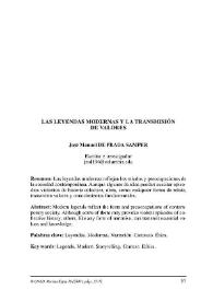 Las leyendas modernas y la transmisión de valores / José Manuel De Prada Samper | Biblioteca Virtual Miguel de Cervantes