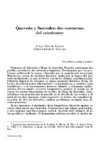 Quevedo y Saavedra: dos contornos del seiscientos / Jorge García López | Biblioteca Virtual Miguel de Cervantes