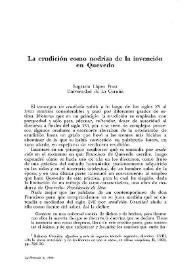 La erudición como nodriza de la invención en Quevedo / Sagrario López Poza | Biblioteca Virtual Miguel de Cervantes