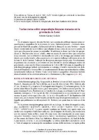 Varias notas sobre arqueología hispano-romana en la provincia de León / Antonio García y Bellido | Biblioteca Virtual Miguel de Cervantes