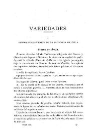 Nuevas inscripciones de la provincia de Ávila [Flores de Ávila, Cardeñosa] / Francisco Llorente Poggi | Biblioteca Virtual Miguel de Cervantes