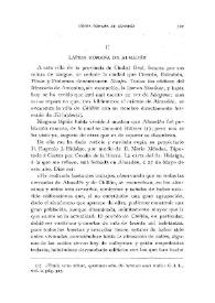 Lápida romana de Almadén / Fidel Fita | Biblioteca Virtual Miguel de Cervantes