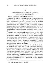 Otra carta autógrafa e inédita de Santa Teresa de Jesús / Fidel Fita | Biblioteca Virtual Miguel de Cervantes