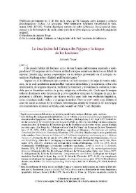 La inscripción del Cabeço das Fráguas y la lengua de los Lusitanos / Antonio Tovar | Biblioteca Virtual Miguel de Cervantes