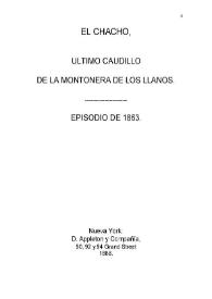 El Chacho, último caudillo d la Montonera de Los Llanos : Episodio de 1863 / Domingo Faustino Sarmiento | Biblioteca Virtual Miguel de Cervantes