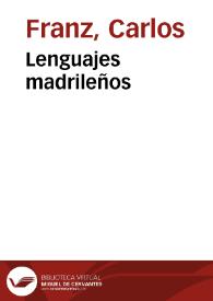 Lenguajes madrileños | Biblioteca Virtual Miguel de Cervantes