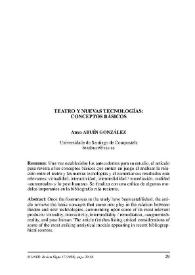 Teatro y nuevas tecnologías: conceptos básicos / Anxo Abuín González | Biblioteca Virtual Miguel de Cervantes