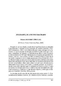 Dolores Romero López (ed.): " 'Soledades', de Antonio Machado" (Exeter: Exeter University Press, 2006) / Nicolás Fernández-Medina | Biblioteca Virtual Miguel de Cervantes