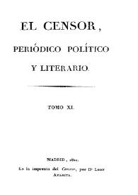 El censor : periódico político y literario. Tomo 11 | Biblioteca Virtual Miguel de Cervantes
