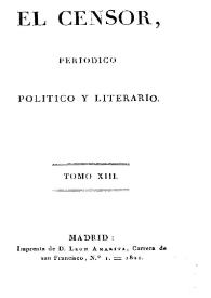 El censor : periódico político y literario. Tomo 13 | Biblioteca Virtual Miguel de Cervantes
