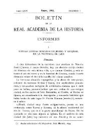 Nuevas lápidas romanas de Jimena y Menjíbar, en la provincia de Jaén / Enrique Romero de Torres | Biblioteca Virtual Miguel de Cervantes