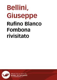Rufino Blanco Fombona rivisitato / Giuseppe Bellini | Biblioteca Virtual Miguel de Cervantes