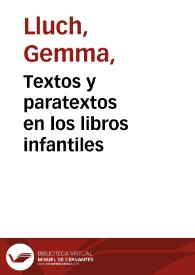 Textos y paratextos en los libros infantiles / Gemma Lluch Crespo | Biblioteca Virtual Miguel de Cervantes