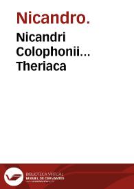 Nicandri Colophonii... Theriaca / Petro Iacobo Steue... interprete et enarratore... | Biblioteca Virtual Miguel de Cervantes