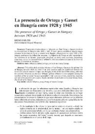 La presencia de Ortega y Gasset en Hungría entre 1928 y 1945 = The presence of Ortega y Gasset in Hungary between 1928 and 1945 / Dezsö Csejtei | Biblioteca Virtual Miguel de Cervantes