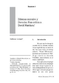 Dilemas morales y Derecho. Una crítica a David Martínez / Guillermo Lariguet | Biblioteca Virtual Miguel de Cervantes