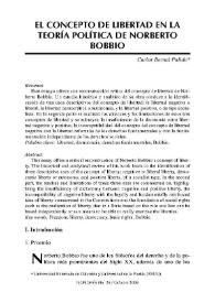 El concepto de libertad en la teoría política de Norberto Bobbio / Carlos Bernal | Biblioteca Virtual Miguel de Cervantes