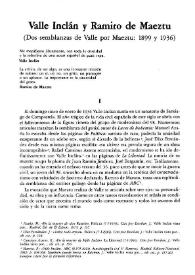 Valle-Inclán y Ramiro de Maeztu (Dos semblanzas de Valle por Maetzu: 1899 y 1936) / Adolfo Sotelo Vázquez | Biblioteca Virtual Miguel de Cervantes