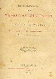 Introducción a las Memorias Militares y hoja de Servicios / de Domingo F. Sarmiento | Biblioteca Virtual Miguel de Cervantes