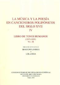 Libro de tonos humanos (1655-1656). Vol.3 / Introducción y edición crítica de Mariano Lambea y Lola Josa | Biblioteca Virtual Miguel de Cervantes