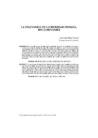 La relevancia de la dignidad humana. Un comentario / José Luis Pérez Triviño | Biblioteca Virtual Miguel de Cervantes