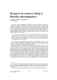 El aporte de Arturo A. Roig al filosofar contemporáneo | Biblioteca Virtual Miguel de Cervantes
