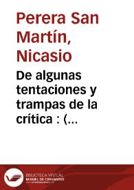 De algunas tentaciones y trampas de la crítica : (En torno al discurso crítico sobre Florencio Sánchez) | Biblioteca Virtual Miguel de Cervantes