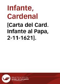 [Carta del Card. Infante al Papa, 2-11-1621]. | Biblioteca Virtual Miguel de Cervantes