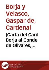 [Carta del Card. Borja al Conde de Olivares, 20-08-1622]. | Biblioteca Virtual Miguel de Cervantes