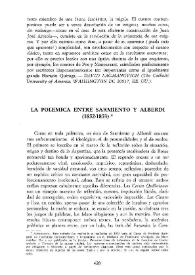 La polémica entre Sarmiento y Alberdi (1852-1853) / Graciela Mantaras Loedel | Biblioteca Virtual Miguel de Cervantes
