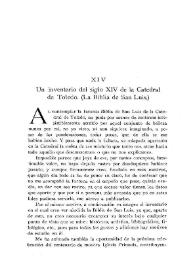 Un inventario del siglo XIV de la Catedral de Toledo. (La Biblia de San Luis) / Luis Pérez de Guzmán, marqués de Morbecq | Biblioteca Virtual Miguel de Cervantes