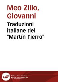 Traduzioni italiane del "Martín Fierro" / Giovanni Meo Zilio | Biblioteca Virtual Miguel de Cervantes