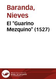 El "Guarino Mezquino" (1527) / Nieves Baranda | Biblioteca Virtual Miguel de Cervantes