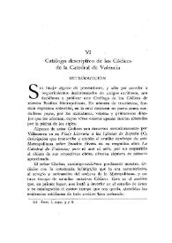 Catálogo descriptivo de los códices de la Catedral de Valencia / Elías Olmos Canalda | Biblioteca Virtual Miguel de Cervantes