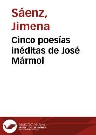 Cinco poesías inéditas de José Mármol / Jimena Sáenz | Biblioteca Virtual Miguel de Cervantes