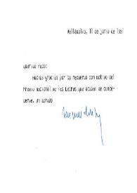 Carta de Miguel Delibes a Francisco Rabal. 11 de junio de 1991 | Biblioteca Virtual Miguel de Cervantes