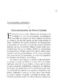 Descubrimientos de Pozo-Cañada / José Ramón Mélida | Biblioteca Virtual Miguel de Cervantes