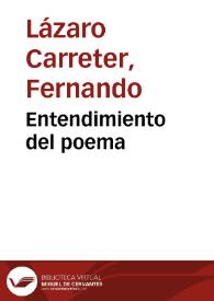 Entendimiento del poema (1982) | Biblioteca Virtual Miguel de Cervantes