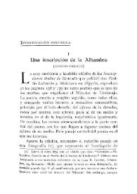 Una inscripción de la Alhambra. (Ensayo crítico) / O. J. Tállgren | Biblioteca Virtual Miguel de Cervantes
