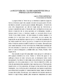 La recepción del teatro humorístico en la prensa contemporánea / Juan Antonio Ríos | Biblioteca Virtual Miguel de Cervantes