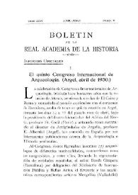 El quinto Congreso Internacional de Arquelogía. (Argel, abril de 1930) / H. Obermaier | Biblioteca Virtual Miguel de Cervantes