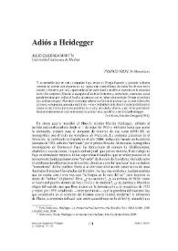 Adiós a Heidegger / Julio Quesada Martín | Biblioteca Virtual Miguel de Cervantes